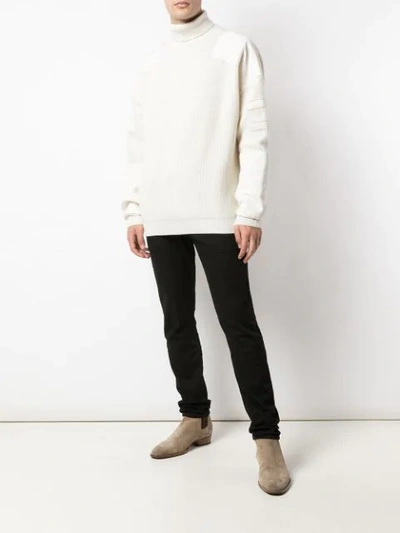 Shop Amiri Military Patch Turtle Neck Jumper In White