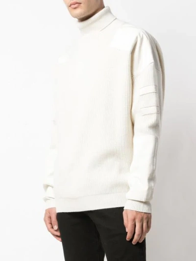 Shop Amiri Military Patch Turtle Neck Jumper In White