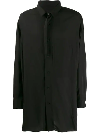 Shop Yohji Yamamoto Buckled Collar Longline Shirt In Black