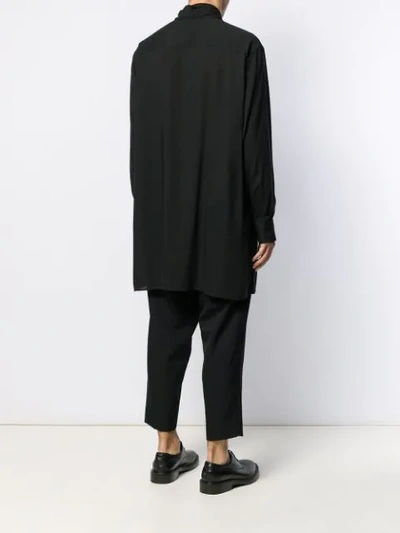 YOHJI YAMAMOTO BUCKLED COLLAR LONGLINE SHIRT - 黑色