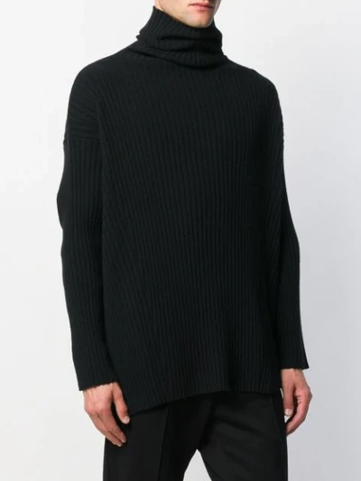 Ann Demeulemeester Knitted Turtle Neck Jumper In Black