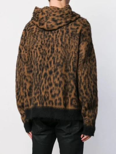 Shop Laneus Loose-fit Leopard Hoodie In Brown