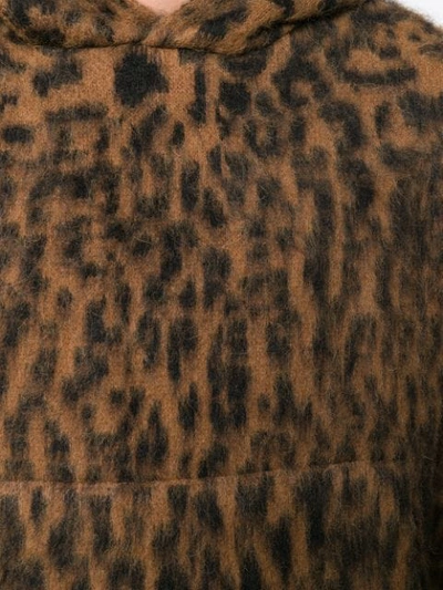 Shop Laneus Loose-fit Leopard Hoodie In Brown