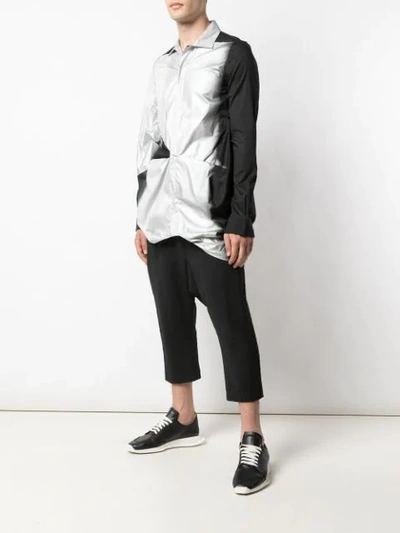 Shop Rick Owens Ruched Sprayed Shirt In Silver