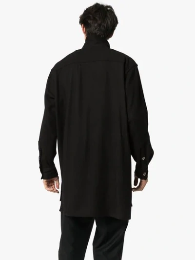 Shop Yohji Yamamoto Embroidered Shirt Jacket In Black