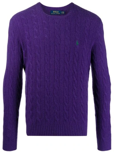 Shop Polo Ralph Lauren Cable Knit Jumper In 15 Purple