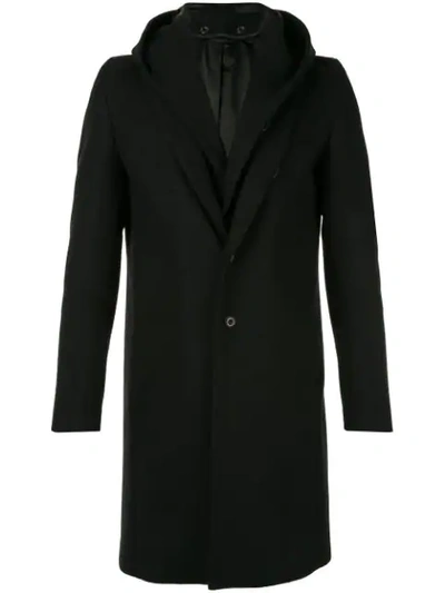 Shop Attachment Layered Hooded Coat In Black