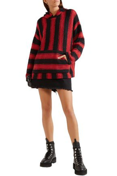Shop Amiri Baja Striped Wool-blend Hoodie In Red
