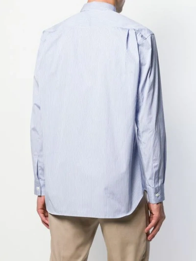 Shop Comme Des Garçons Shirt Striped Button Shirt In Blue