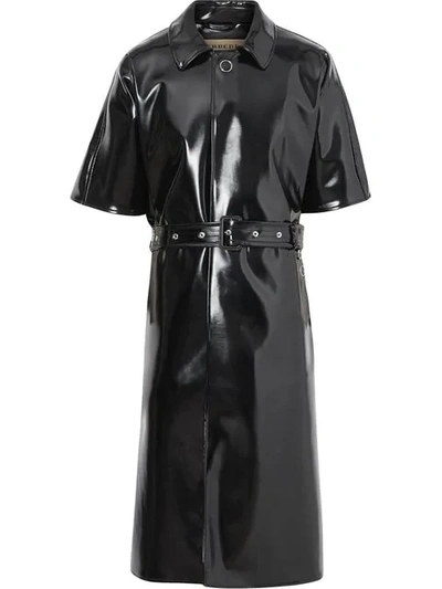 Shop Burberry Vinyl Belted Cape In Black