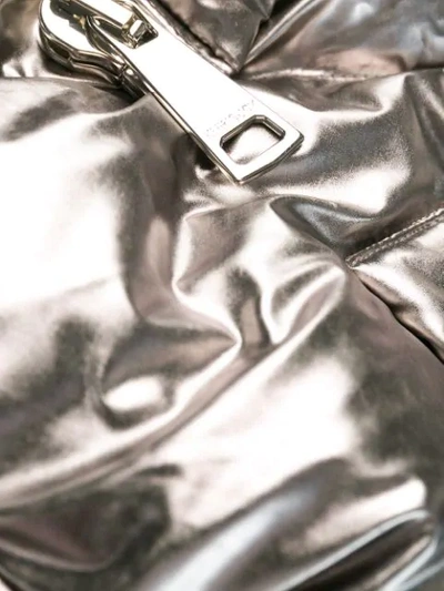 Shop Khrisjoy Metallic Puffer Jacket In Silver