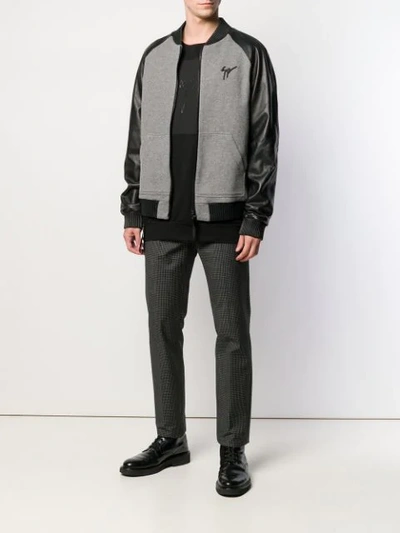 Shop Giuseppe Zanotti Logo Bomber Jacket In Grey