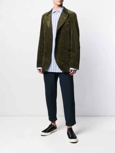 Shop Comme Des Garçons Shirt Ribbed Corduroy Blazer In Green