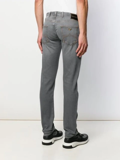Shop Emporio Armani Contrast Stitching Jeans In Grey