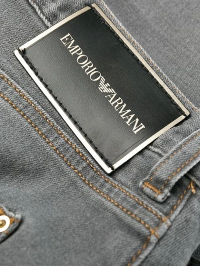 Shop Emporio Armani Contrast Stitching Jeans In Grey
