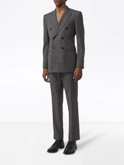 Shop Burberry Classic Fit Prince Of Wales Check Wool Suit In Charcoal Melange