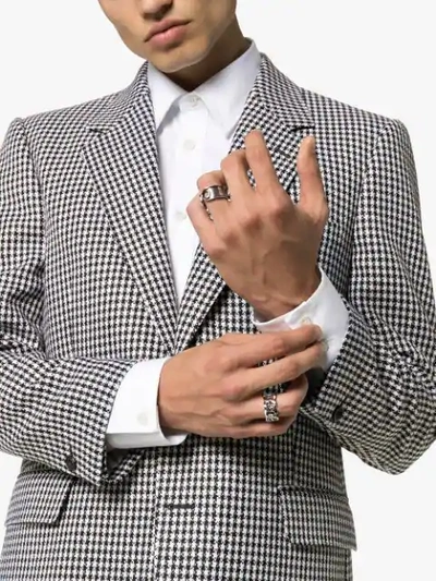 Shop Alexander Mcqueen Single-breasted Houndstooth Blazer  In Black ,white