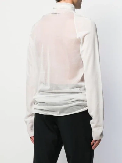 Shop Bottega Veneta Silk Sheer Turtleneck Pullover In White