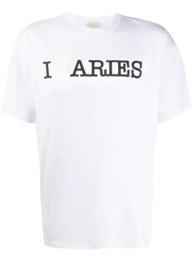 Shop Aries Branded T-shirt In White