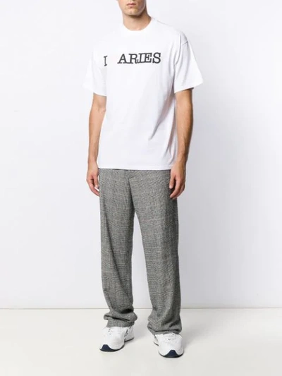 Shop Aries Branded T-shirt In White