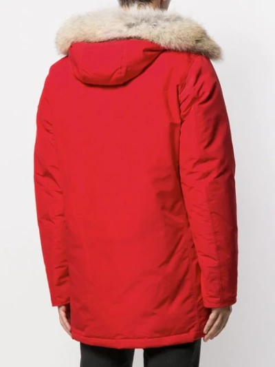 Shop Woolrich Hooded Coat In Red