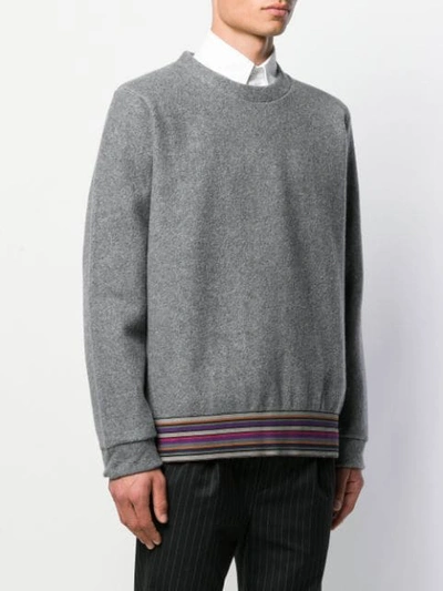 Shop Corelate Striped Hem Sweater In Grey