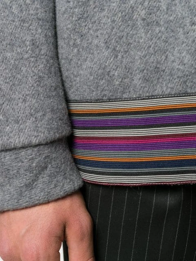 Shop Corelate Striped Hem Sweater In Grey