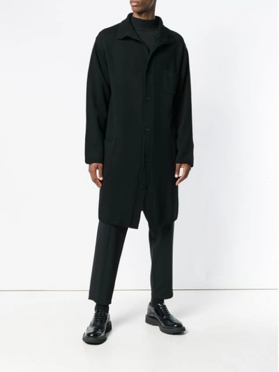 Shop Yohji Yamamoto Back Print Coat In Black