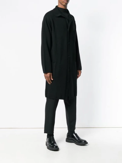 Shop Yohji Yamamoto Back Print Coat In Black