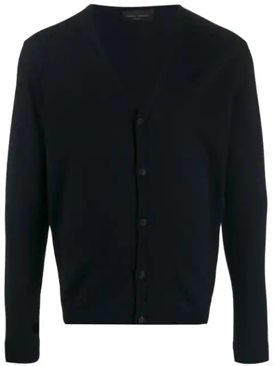 Shop Roberto Collina V-neck Knitted Cardigan In Blue