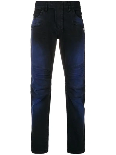 Shop Balmain Straight-leg Ribbed Jeans - Blue