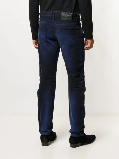 Shop Balmain Straight-leg Ribbed Jeans - Blue