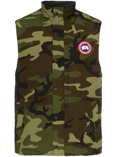 Shop Canada Goose Garson Camouflage Print Gilet In Green