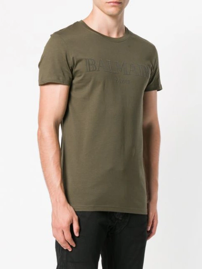 Shop Balmain T-shirt Mit Logo - Grün In Green
