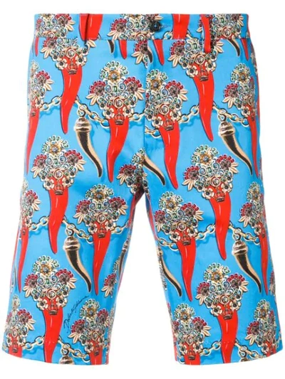Shop Dolce & Gabbana Printed Bermuda Shorts In Blue