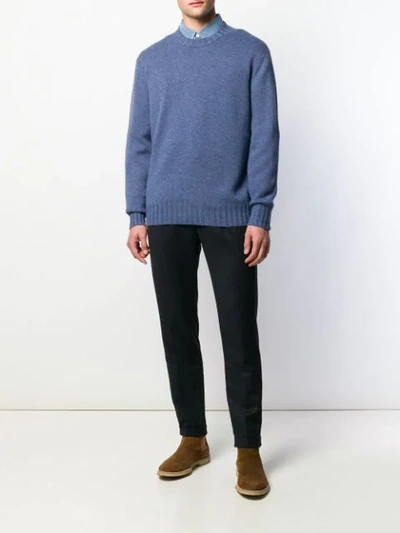 BRUNELLO CUCINELLI CREW NECK CASHMERE SWEATER - 蓝色