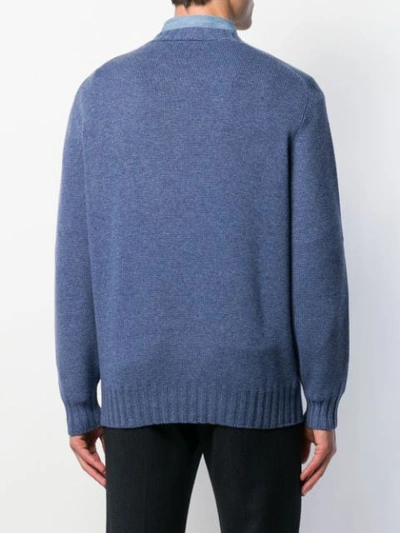 BRUNELLO CUCINELLI CREW NECK CASHMERE SWEATER - 蓝色