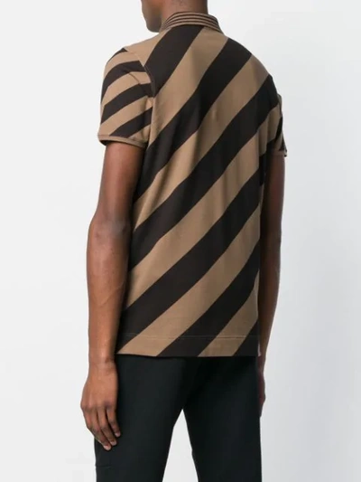 Shop Fendi Diagonal Stripe Print Polo Shirt In Brown