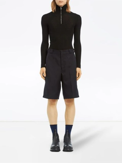 Shop Prada Gabardine Bermuda Shorts In Black