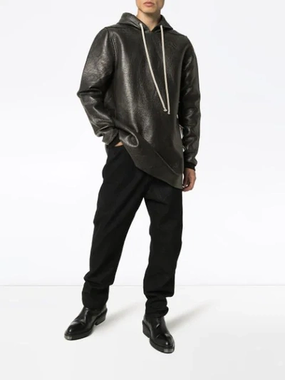 Shop Rick Owens Drkshdw Oversized Faux-leather Hoodie In 09 Black: