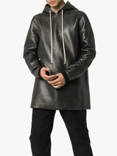 Shop Rick Owens Drkshdw Oversized Faux-leather Hoodie In 09 Black: