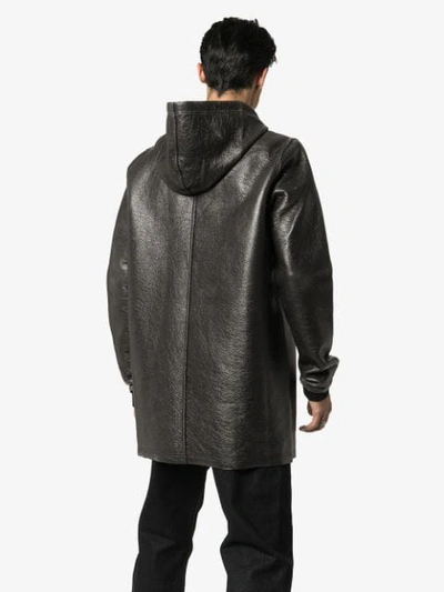 RICK OWENS DRKSHDW OVERSIZED FAUX-LEATHER HOODIE - 黑色