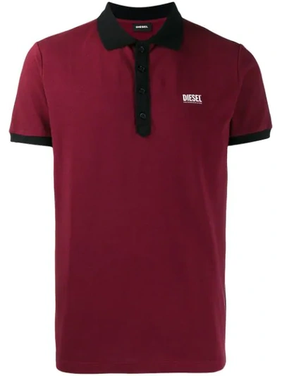 Shop Diesel 't-skatt-b1' Poloshirt In 42m Red 