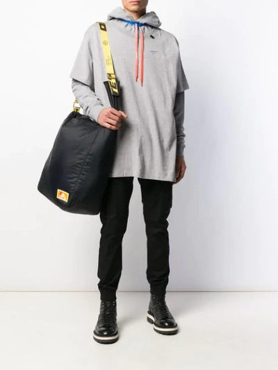 Shop Off-white Oversized Logo Print Hoodie In Grey