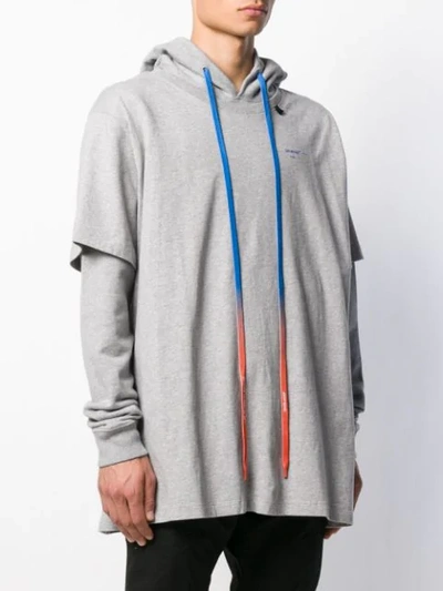 Shop Off-white Oversized Logo Print Hoodie In Grey
