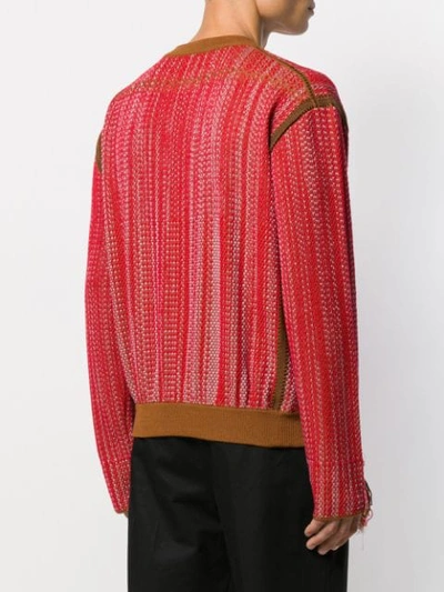 Shop Acne Studios Woven Fringed Jumper In Red