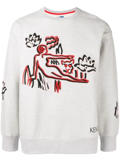 Shop Kenzo Embroidered Sweatshirt In Grey