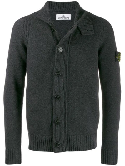 Shop Stone Island High Neck Cardigan In Grey