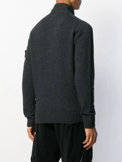 STONE ISLAND HIGH NECK CARDIGAN - 灰色