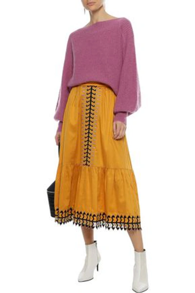 Shop Temperley London Ribbed Mohair-blend Sweater In Lavender